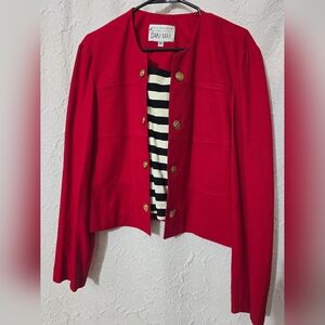 Vintage Dani Max Lois Snyder Red Double Breasted Blazer w/Striped Accent  Sz  16